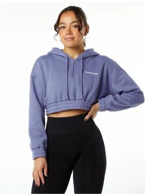 Alphalete Cropped Hoodie in Lavender/Electric Purple